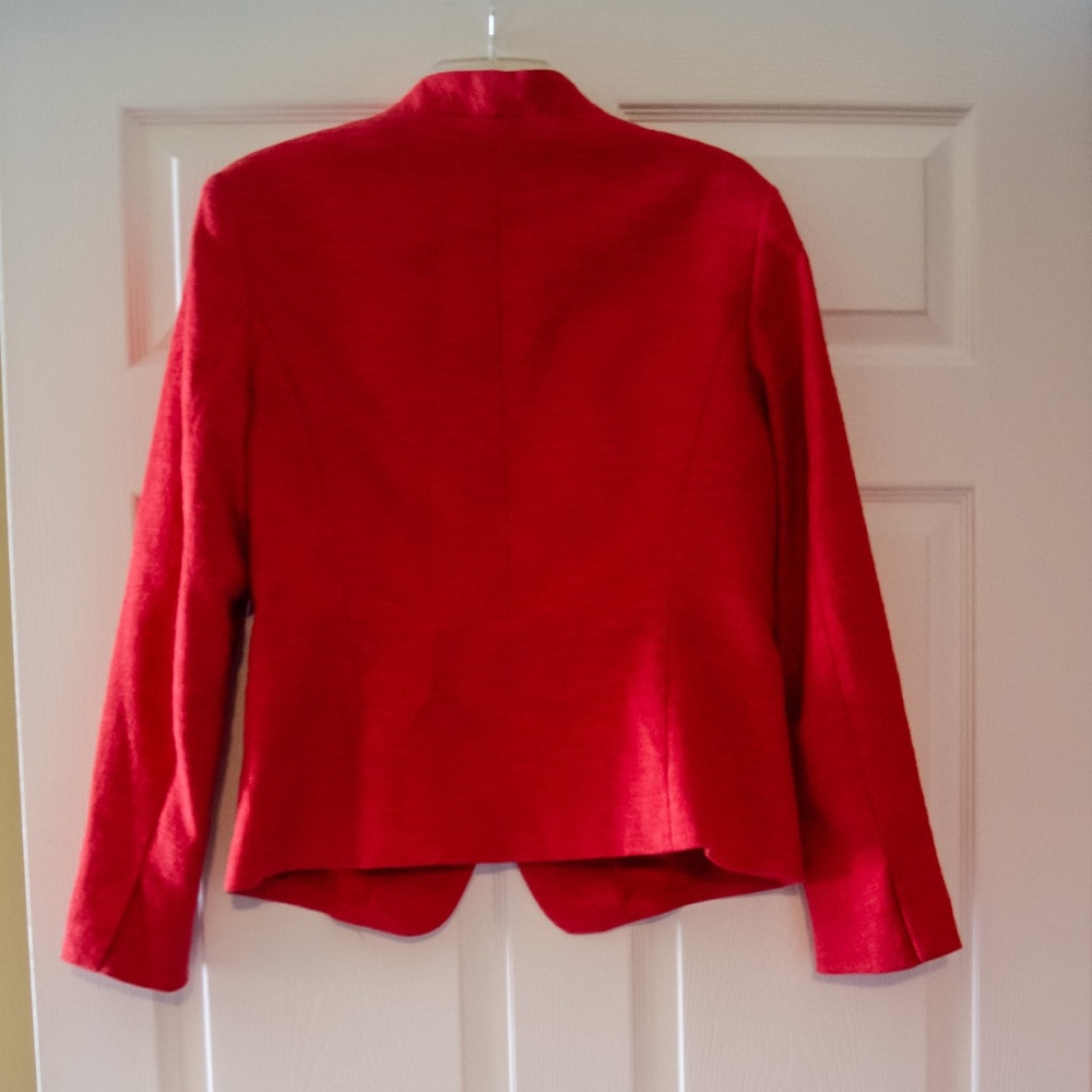 Textured Collarless Blazer in Watermelon LOFT EUC - Picture 3 of 5